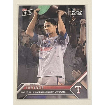 WORLD SERIES Corey Seager Topps NOW MVP Award Texas Rangers baseball card celebrating 2023 championship win