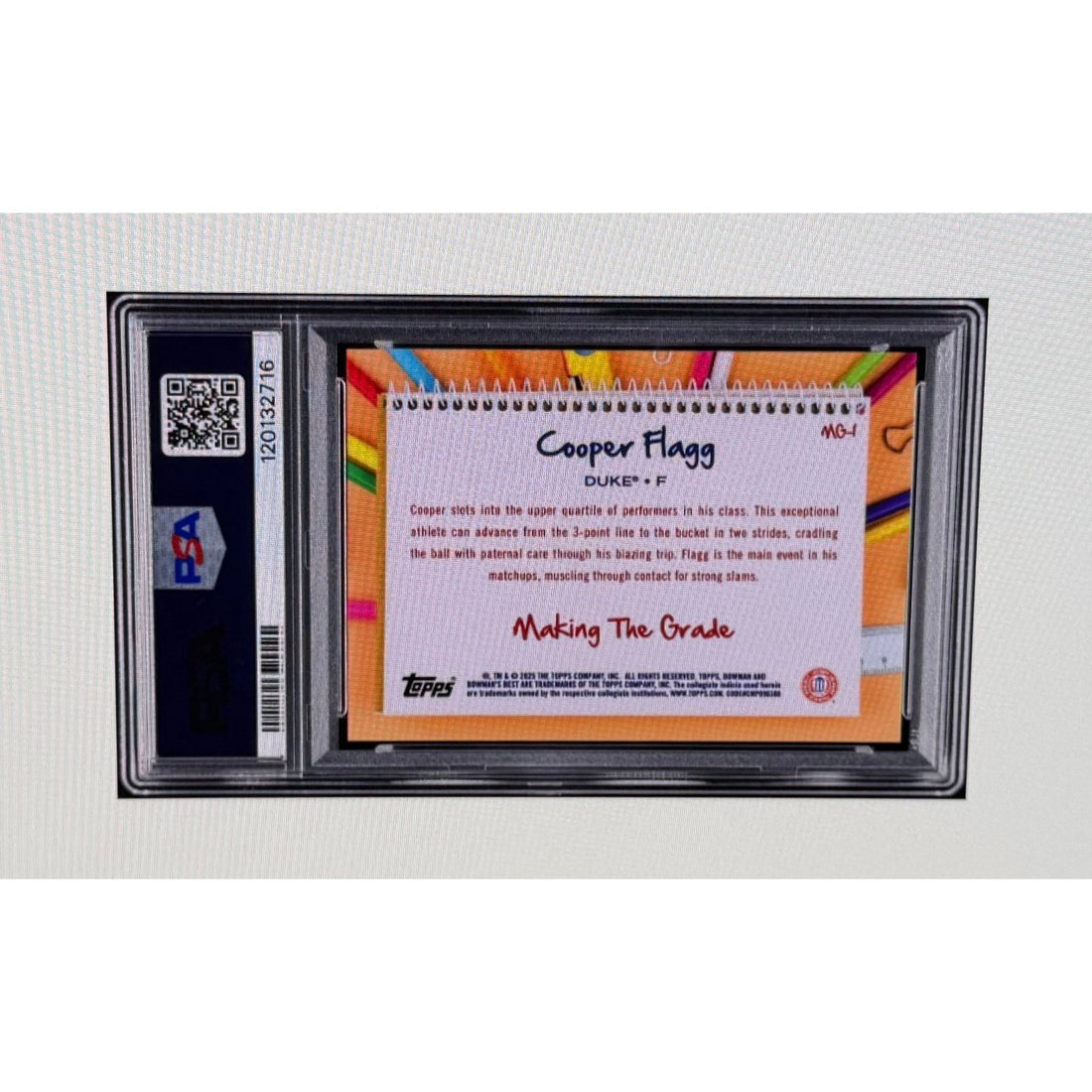 /50 Printed Cooper Flagg RC 2024 Bowman U Best Gold PSA 10 Making The Grade