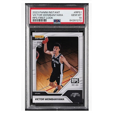 Low Print Run PSA 10  Victor Wembanyama rookie card from the 2023 Panini Instant RPS First Look
