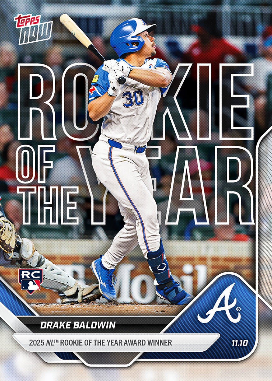 Drake Baldwin 2025 Topps NOW OS-1 NL Rookie of the Year Atlanta Braves rookie card