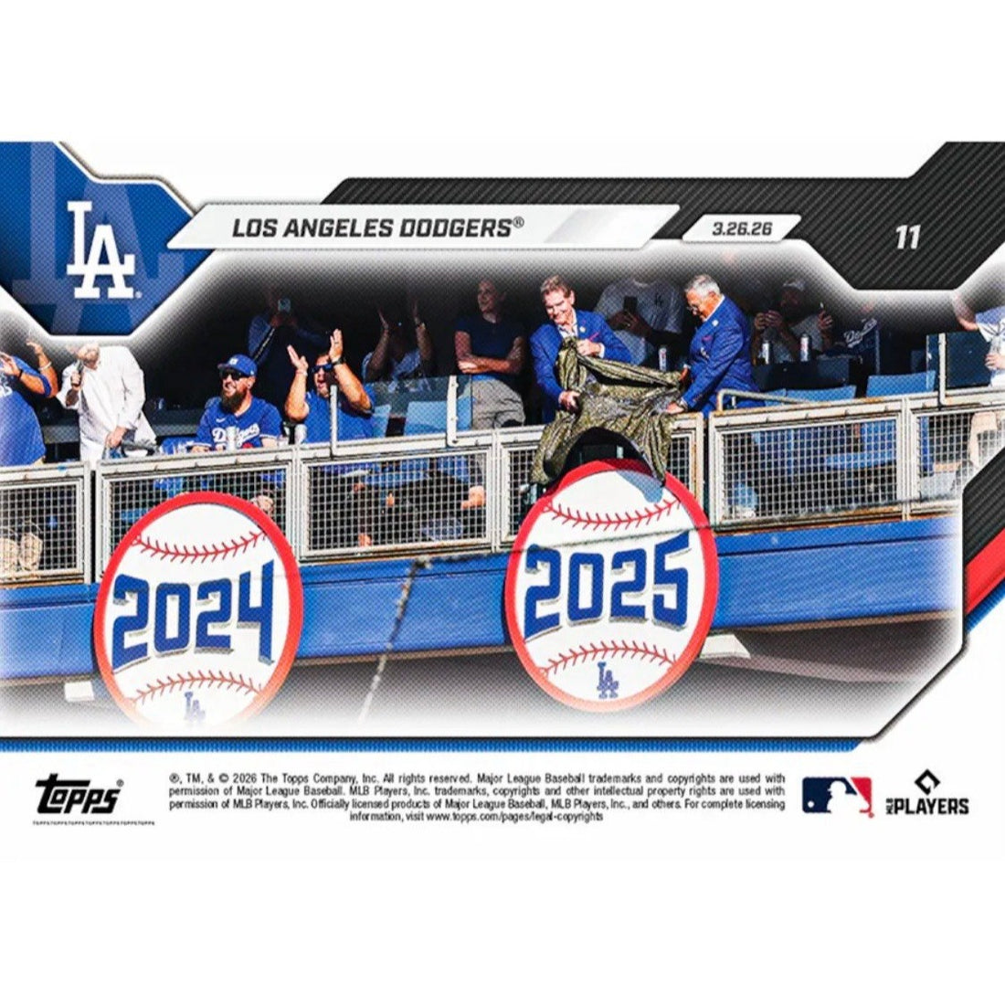 Shohei Ohtani 2026 Topps NOW #11 Dodgers Opening Day Banner Reveal MLB LA
