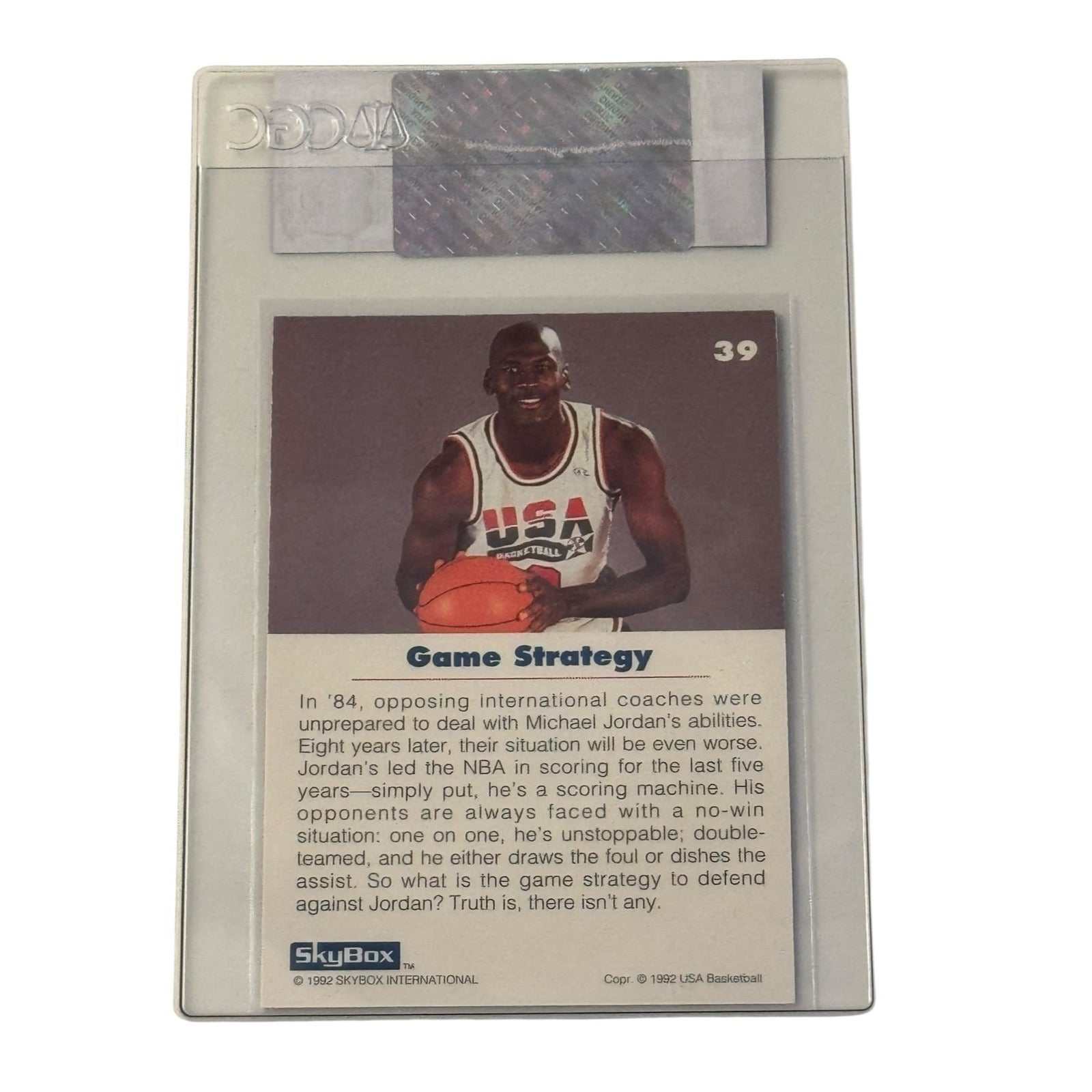1992 SkyBox USA Michael Jordan Game Strategy card #39 CGC Certified Authentic in tamper evident sleeve