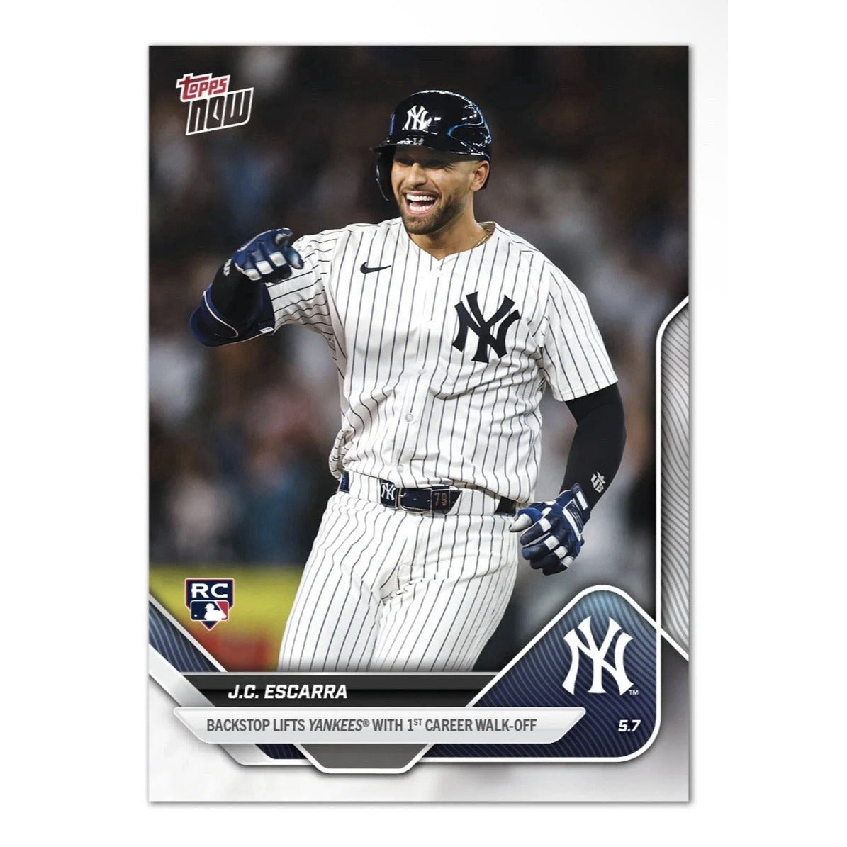 2025 Topps Now J.C. Escarra Rookie Card #153 1st Career Walk Off - NY Yankees RC