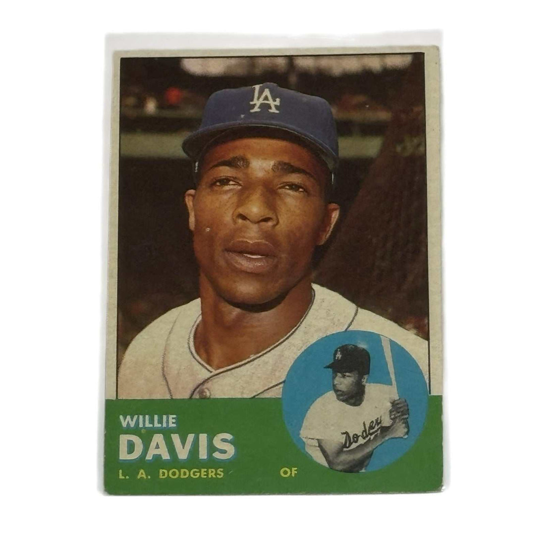 Willie Davis 1963 Topps vintage baseball card Los Angeles Dodgers center fielder