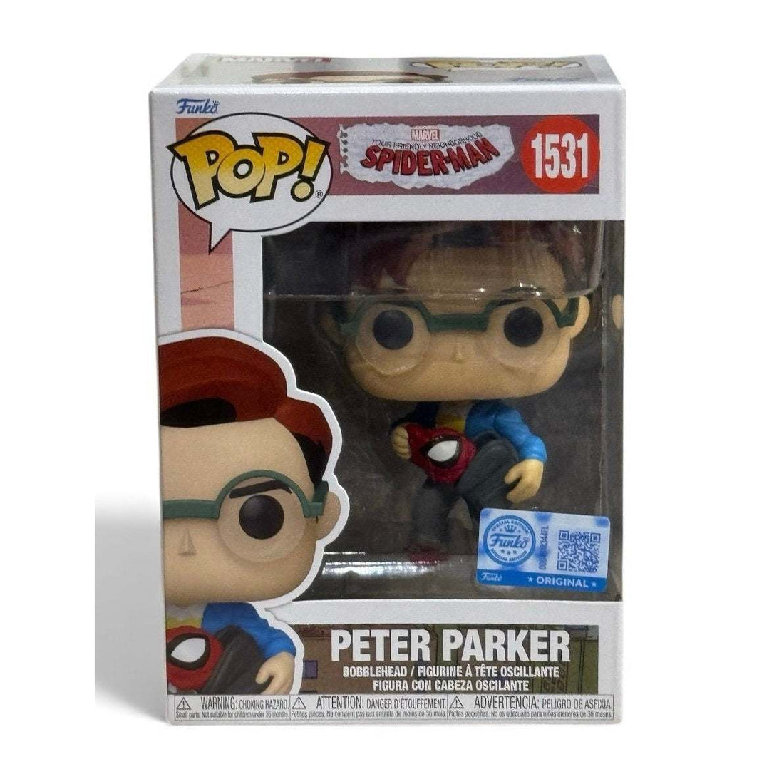Funko Pop Peter Parker #1531 Marvel Spider-Man collectible bobblehead in sealed box