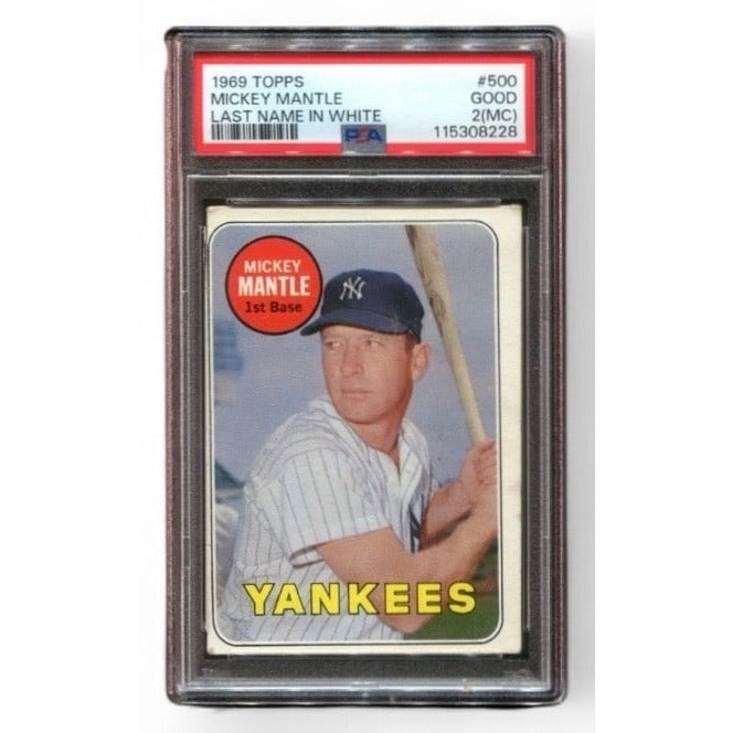 *1969*! Topps Mickey Mantle Last Name WHITE #500 PSA GOOD 2MC *Yankees MLB HOF*!