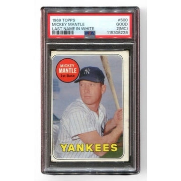 *1969*! Topps Mickey Mantle Last Name WHITE #500 PSA GOOD 2MC *Yankees MLB HOF*!