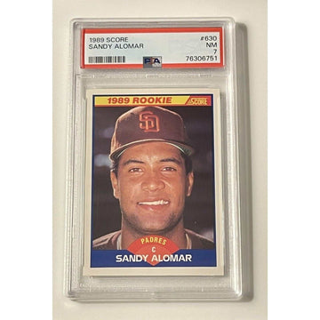 1989 Score Sandy Alomar Jr. Rookie MLB card #630 graded PSA 7 San Diego Padres