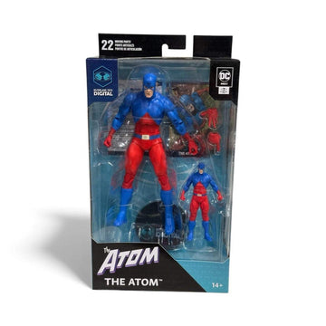 McFarlane DC Direct The Atom Silver Age 7-inch action figure in sealed packaging with interchangeable hands and mini figure