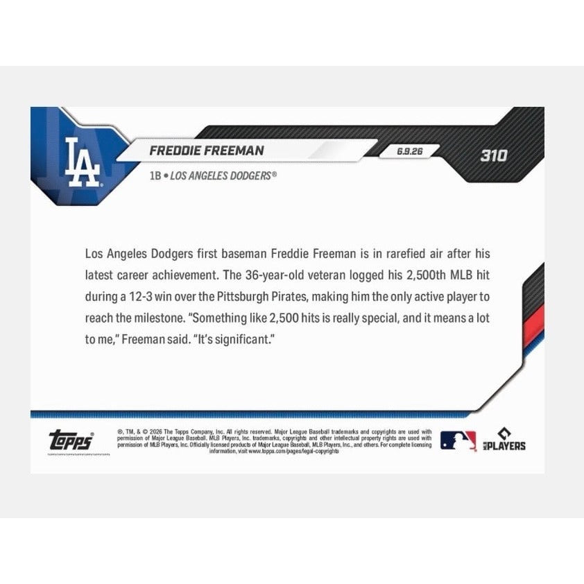 Freddie Freeman PR 3887 2026 MLB Topps NOW #310 MLB LA Dodgers 2,500 Hits