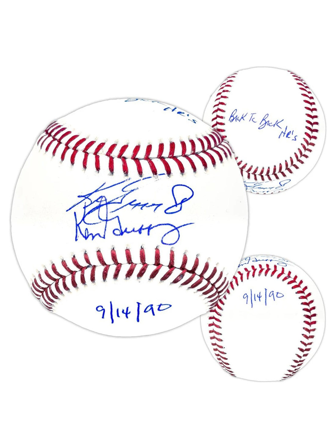 Father-Son Ken Griffey Jr & Sr signed MLB baseball — white background 1