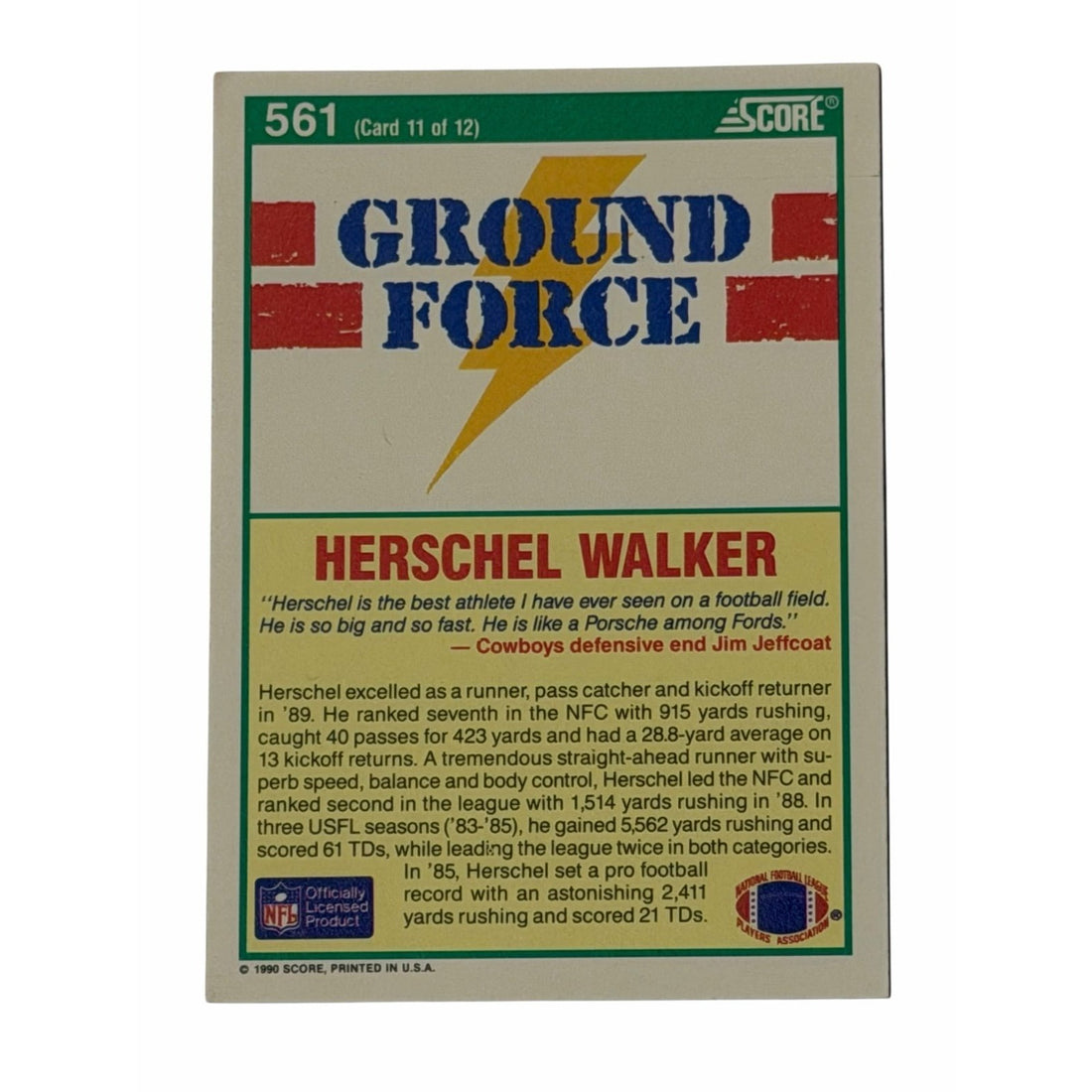 Vintage Herschel Walker NFL Minnesota Vikings Vintage Herschel Walker NFL Minnesota Vikings 1990 Score Ground Force 561 Footb