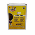 LeBron James Funko Pop NBA figure in Lakers purple jersey box back view