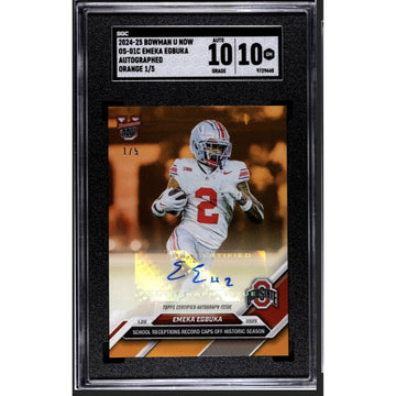 1/5 Emeka Egbuka AUTO RC/1206 PR! 2024-25 Bowman U NOW OS-01C HISTORIC! - SGC 10