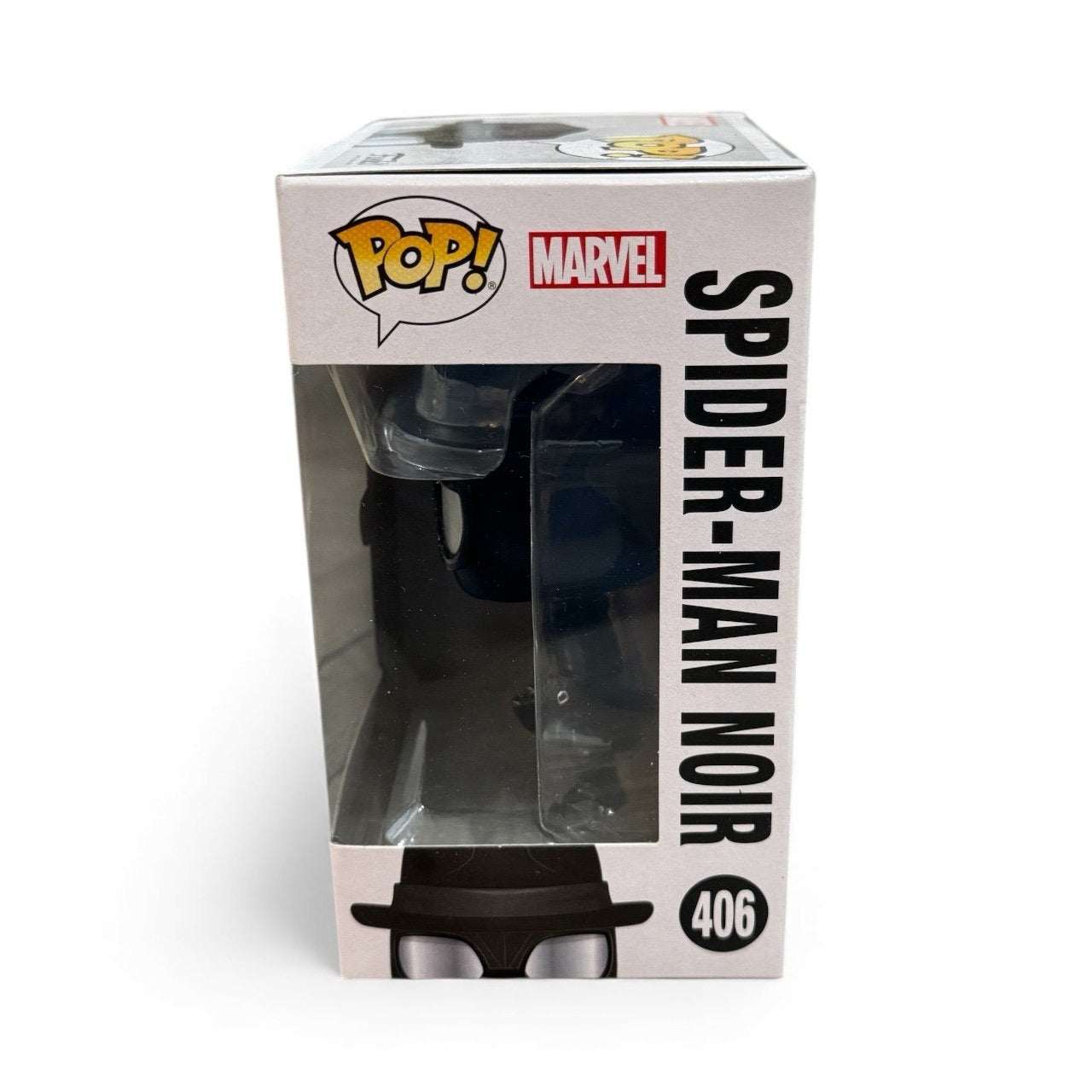 Funko Pop Spider-Man Noir #406 figure in box from Marvel Into the Spider-Verse collection