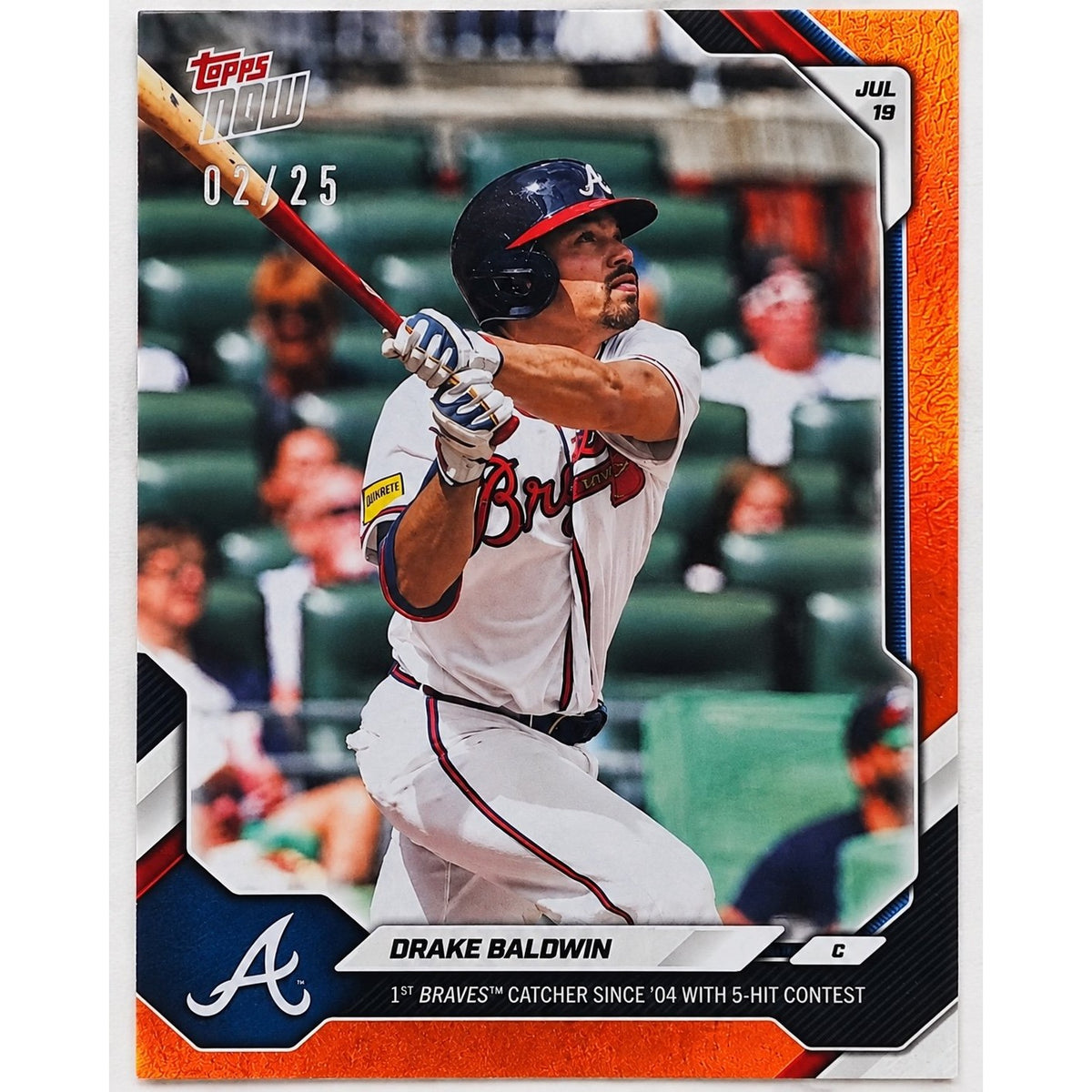 Drake Baldwin /25 2026 Topps NOW #467 Orange MLB Braves 5-Hit Game PR 910 — original photo 1