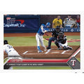 World Series 2023 Topps Now card featuring Texas Rangers Evan Carter batting cleanup