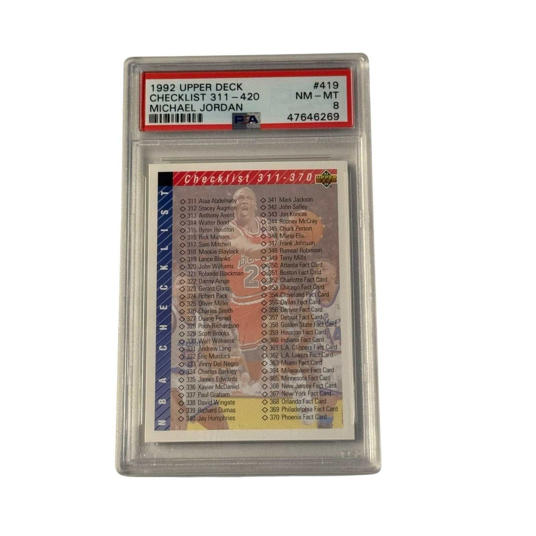 1992 Upper Deck Michael Jordan Checklist card 419 PSA 8 Chicago Bulls