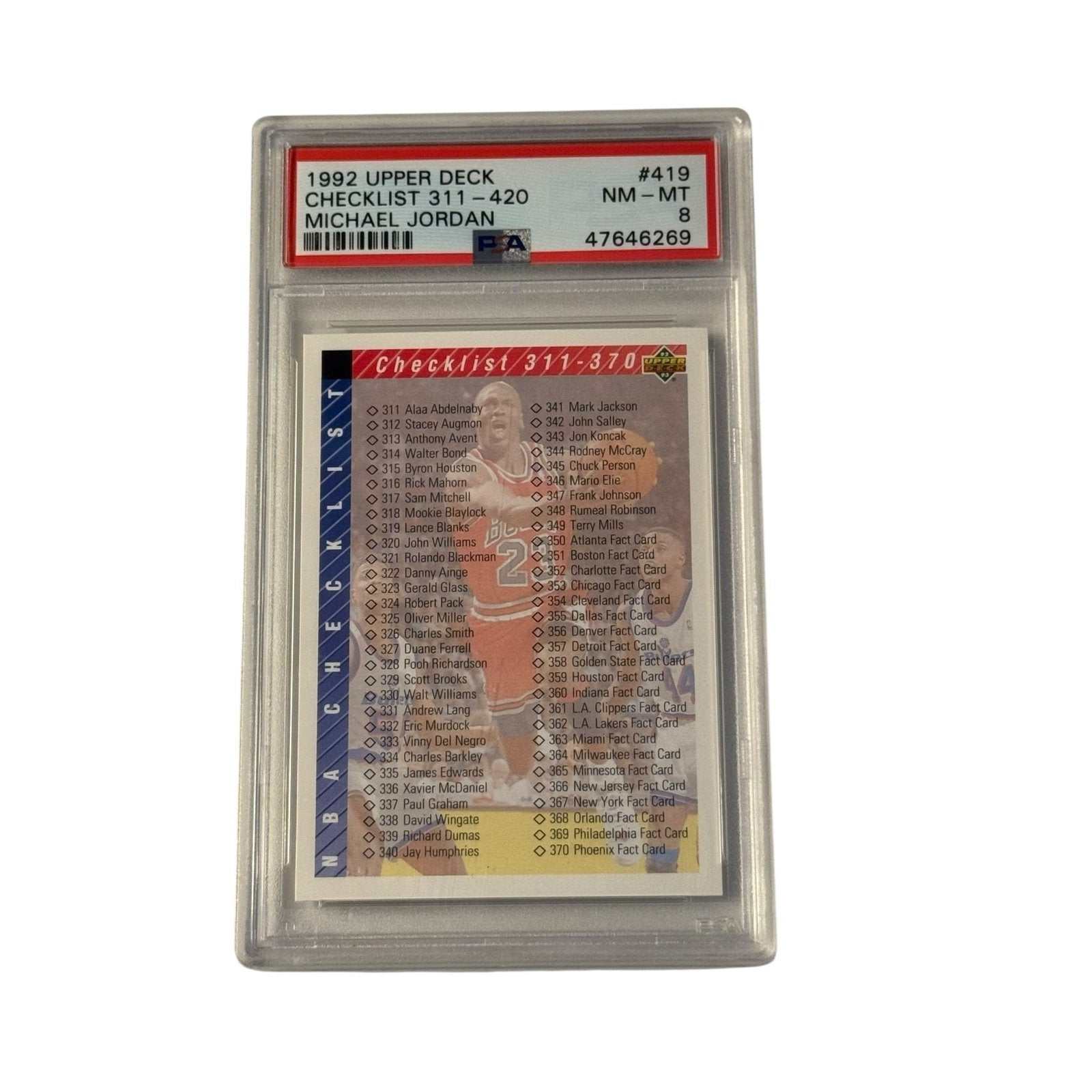 1992 Upper Deck Michael Jordan Checklist card 419 PSA 8 Chicago Bulls