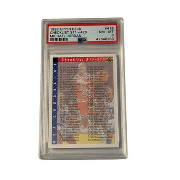 1992 Upper Deck Michael Jordan Checklist card 419 PSA 8 Chicago Bulls