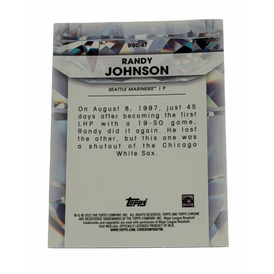 Randy Johnson Topps Chrome Randy Johnson 2022 Topps Chrome Diamond Greats REFRACTOR DGC-47 MLB Mariners