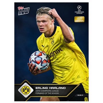 5908 Printed Erling Haaland 2021 Topps NOW UCL #010 UEFA Awards Futbol NM