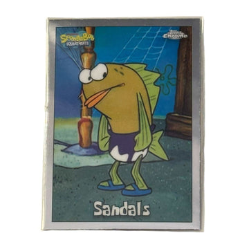 Topps Chrome SpongeBob 25th Anniversary Sandals #152 trading card with olive-green fish character in sandals.