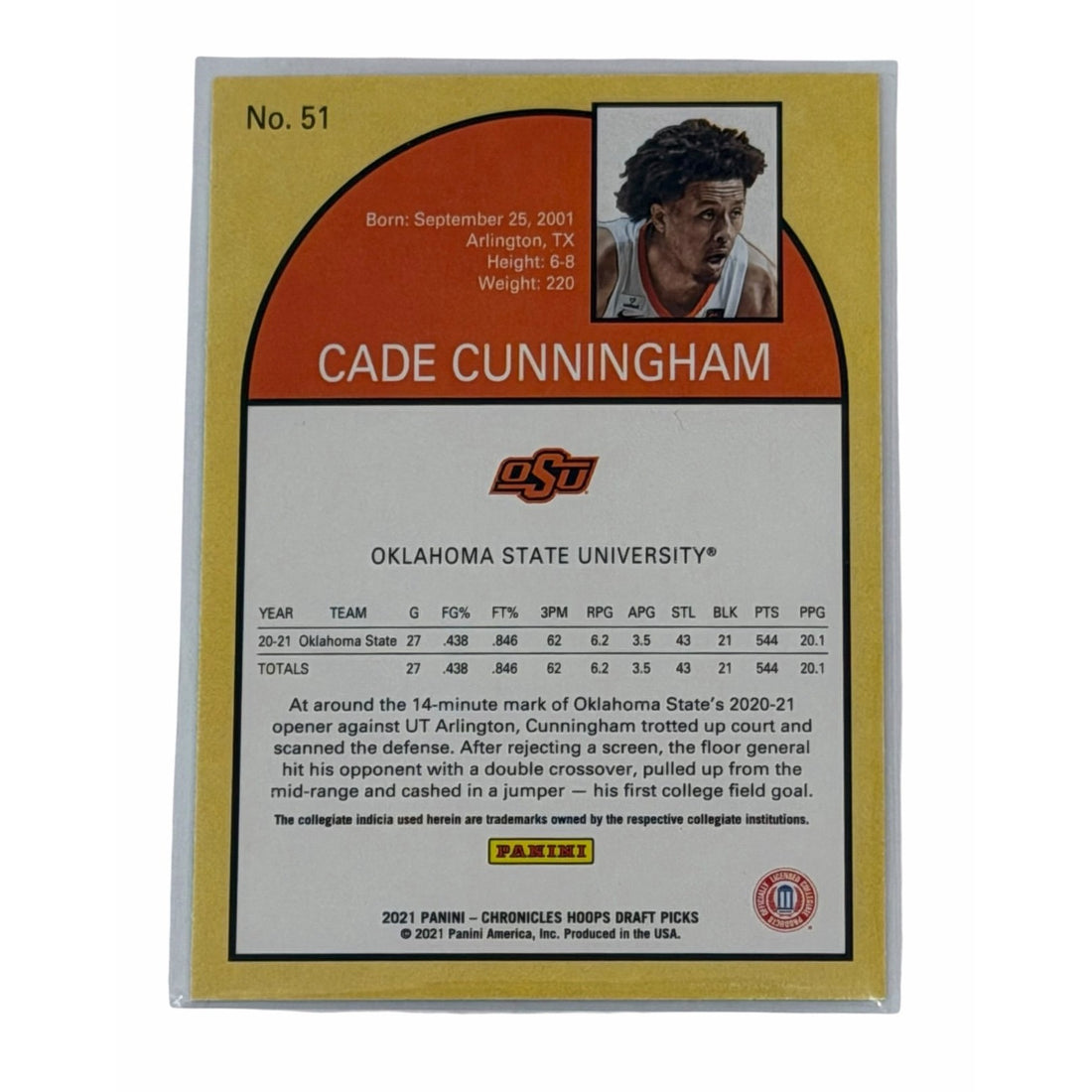 Cade Cunningham RC 2021 Panini Chronicles Cade Cunningham RC 2021 Panini Chronicles Draft Picks NBA Hoops 51 Pistons