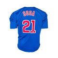 Sammy Sosa signed Chicago Cubs royal blue jersey with number 21 and Beckett authentication