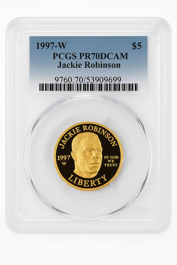 1997-W $5 Jackie Robinson Gold PCGS PR70 DCAM Cert 53909699