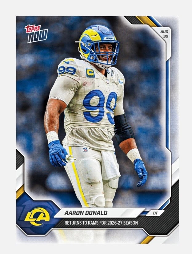 Aaron Donald 2026 Topps NOW NFL Rams Returns for 2026-27 Season Card — original photo 1