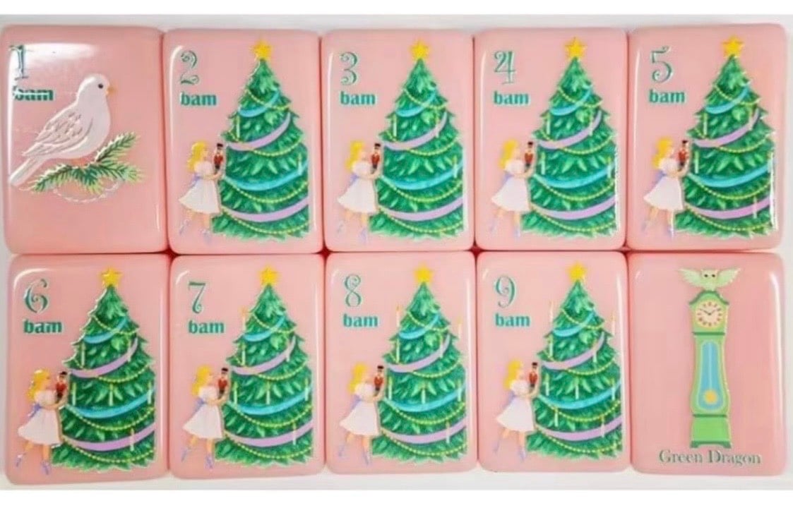 American Mahjong 160 Pink Acrylic Tile Bundle SET w/ Mat & 4 Racks Auto Pushers — original listing photo 3