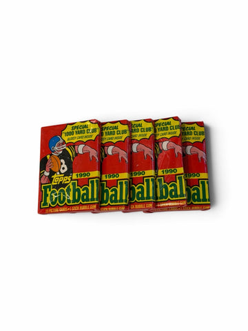 5 Pack Lot 1990 Topps Football NFL Vintage Factory Sealed Wax Packs — original photo 1