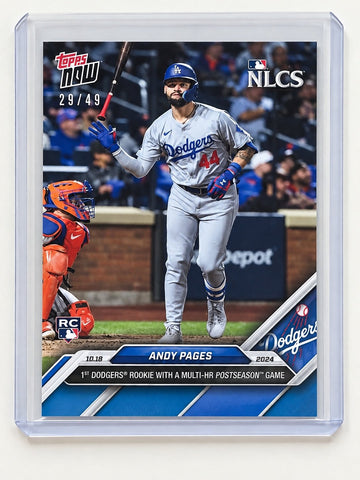Andy Pages RC 2024 Topps NOW #850 RC Blue /49 MLB LA Dodgers OF PR 1132 — original product photo 1