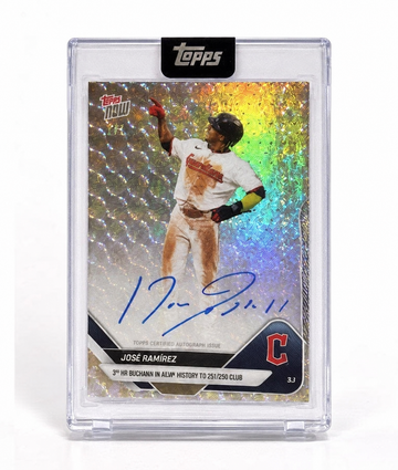 Jose Ramirez 1/1 Topps NOW autograph Rainbow Foil card face-forward on white background