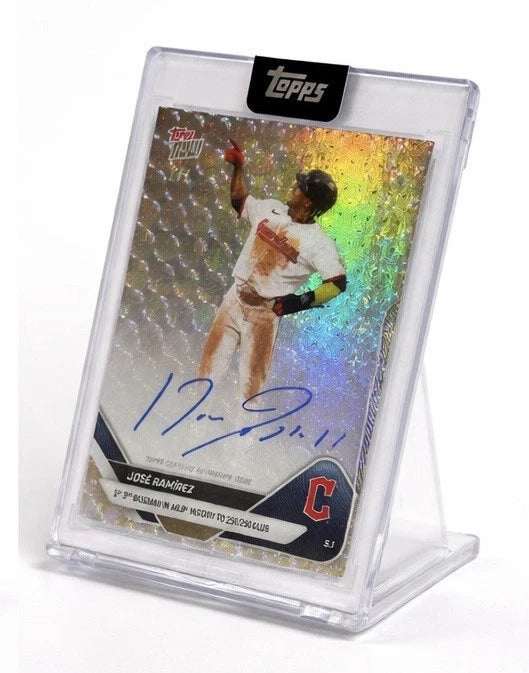 Jose Ramirez 2025 Topps NOW 1/1 Auto Rainbow Foil — white background