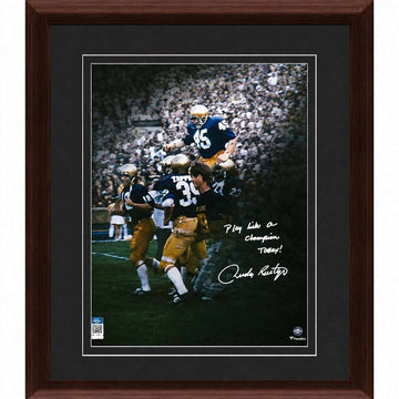 RUDY Ruettiger Signed 20x24 Custom Wood Framed Iconic Notre Dame Photo COA