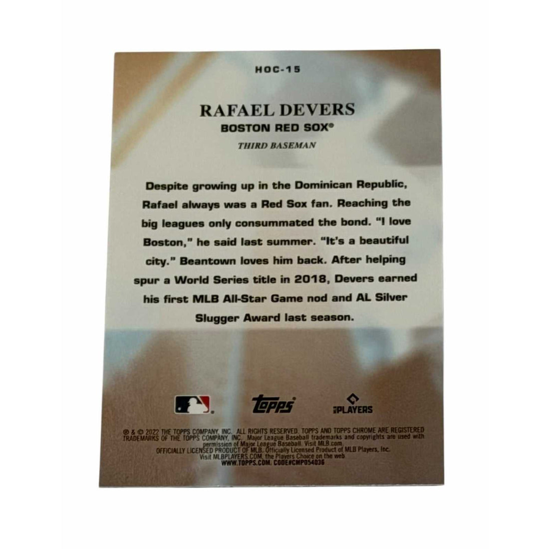 Rafael Devers Topps Chrome Rafael Devers 2022 Topps Chrome Heart of City REFRACTOR HOC-15 MLB Sox/Giants