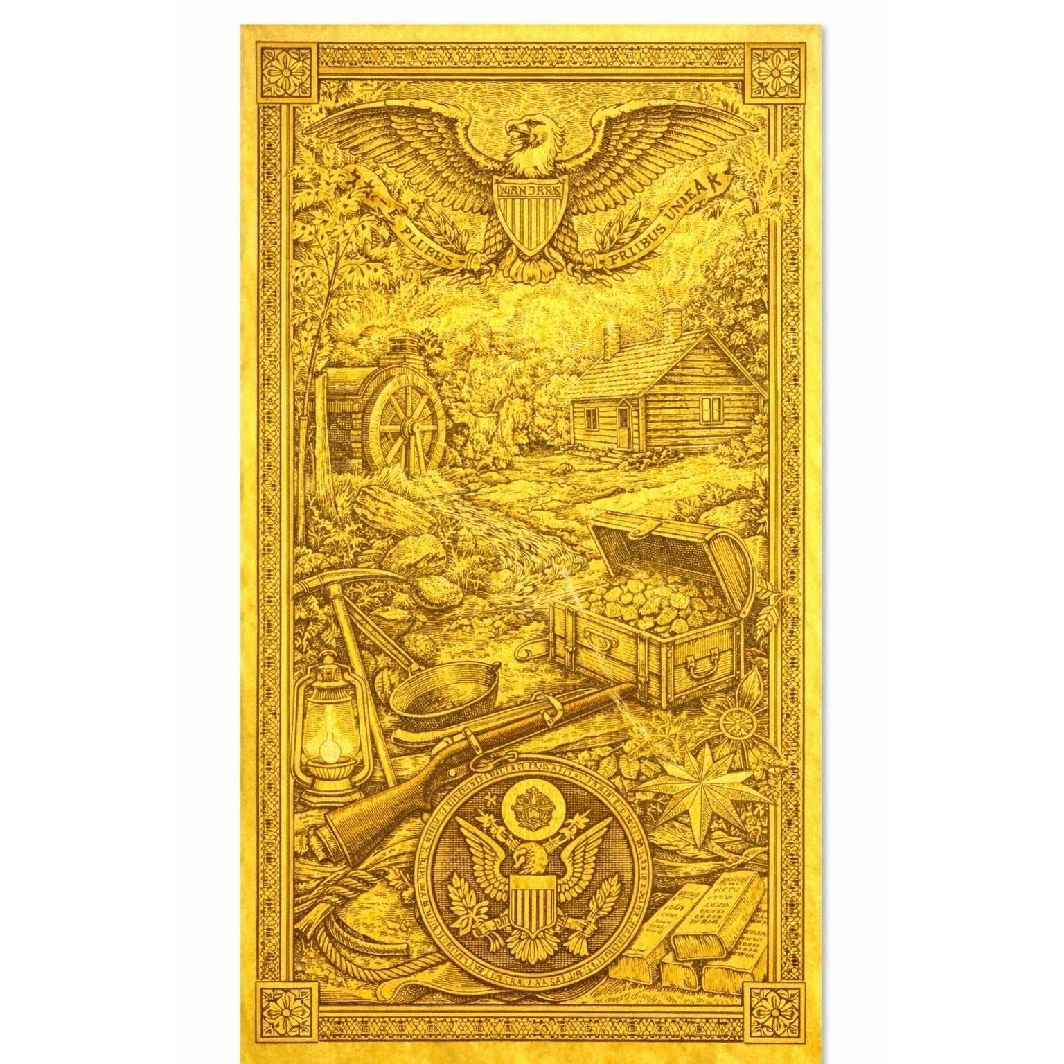 2022 New Hampshire Goldback $25 note with 1/40 oz 24K gold Fortuna design