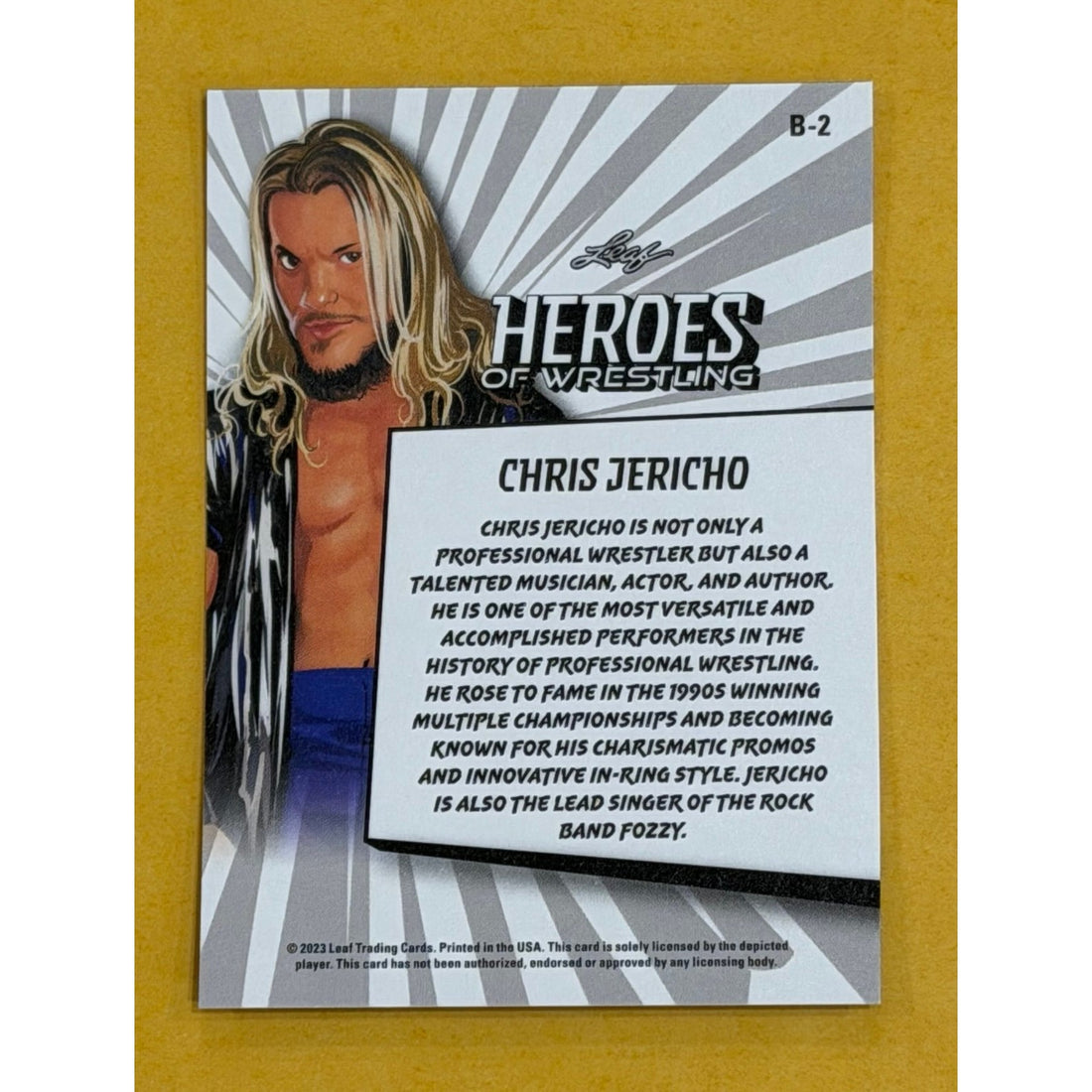 2023 Leaf Heroes of Wrestling Chris Jericho B-2 WWE AEW Wrestling Card