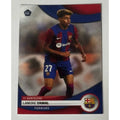 Lamine Yamal RC 2024 Topps Rookie Card FC Barcelona forward in action with team crest and RC logo