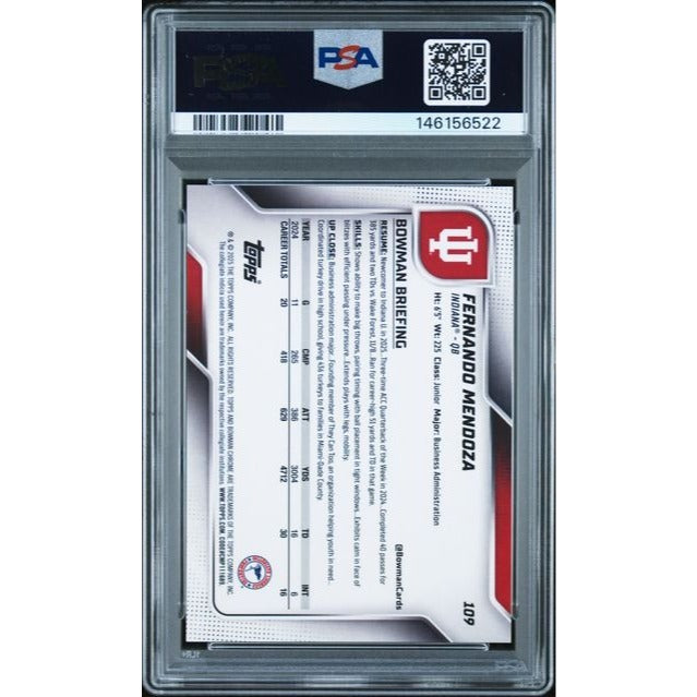 Fernando Mendoza 1st Bowman Chrome Gold Refractor /50 PSA 10 #1 NFL Draft Pick?