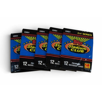 5 Pack Sealed 1991 Topps Stadium Club Baseball 2nd Series 60 Cards