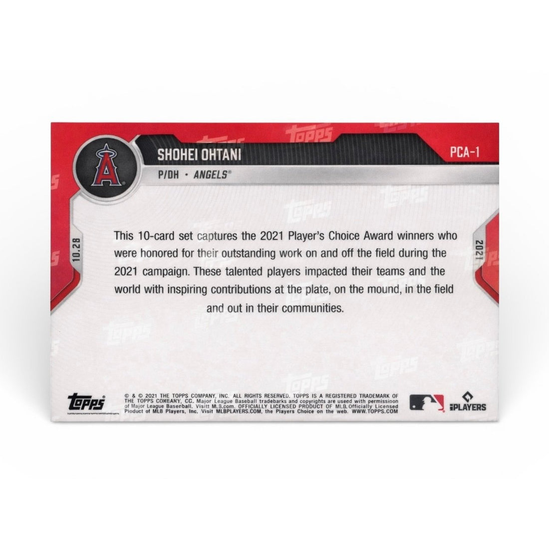 Shohei Ohtani 2021 Topps NOW PCA-1 Player of Year MLB LA Angels/Dodgers