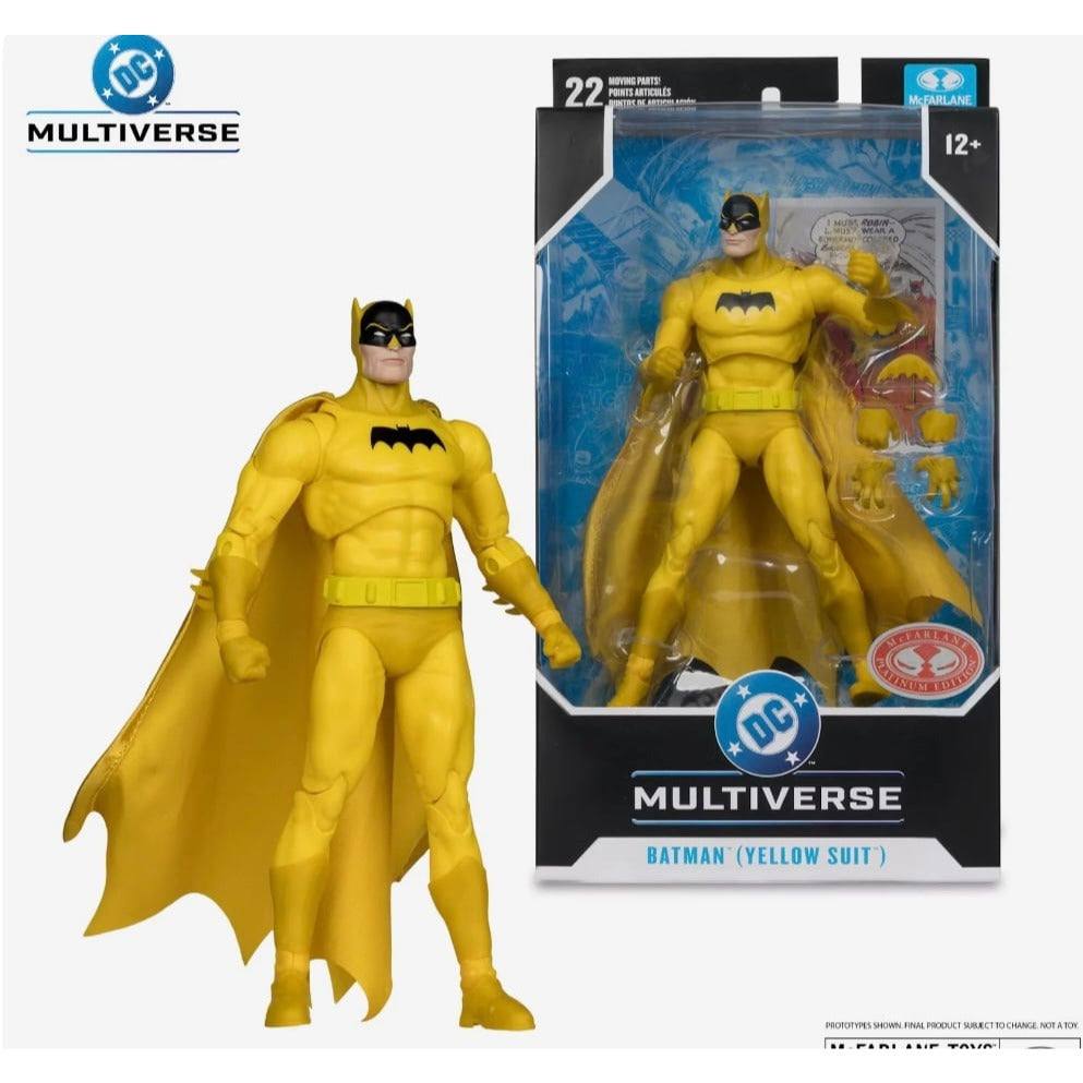 Limited Edition McFarlane DC Multiverse Batman figure in yellow suit with 22 articulation points and accessories in display box