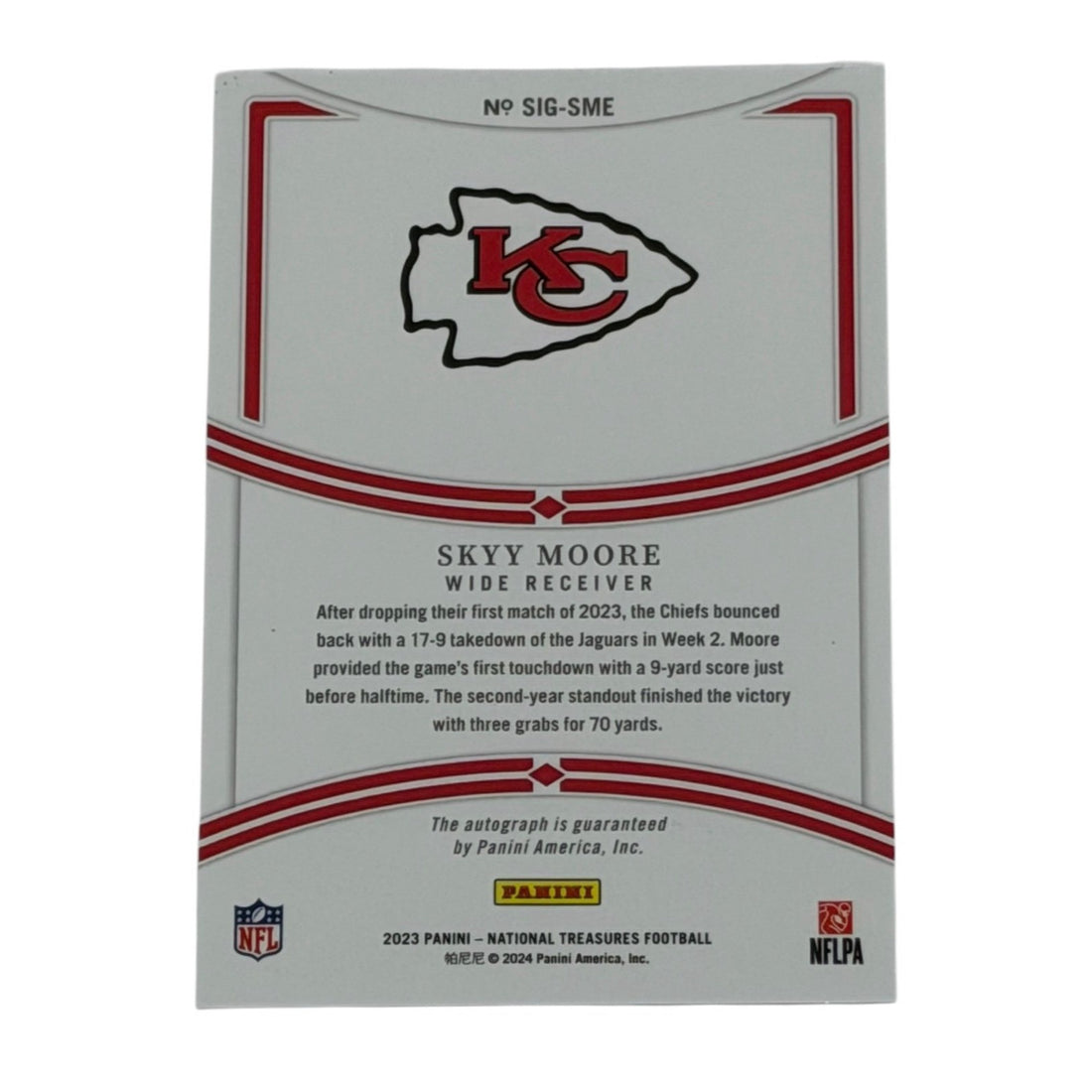/99 Skyy Moore RC 2023 Panini National Treasures Auto NFL Kansas City Chiefs