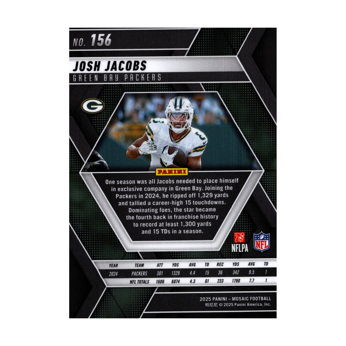 Josh Jacobs 2025 Mosaic #156 Green Bay Packers NFL Card - image 4
