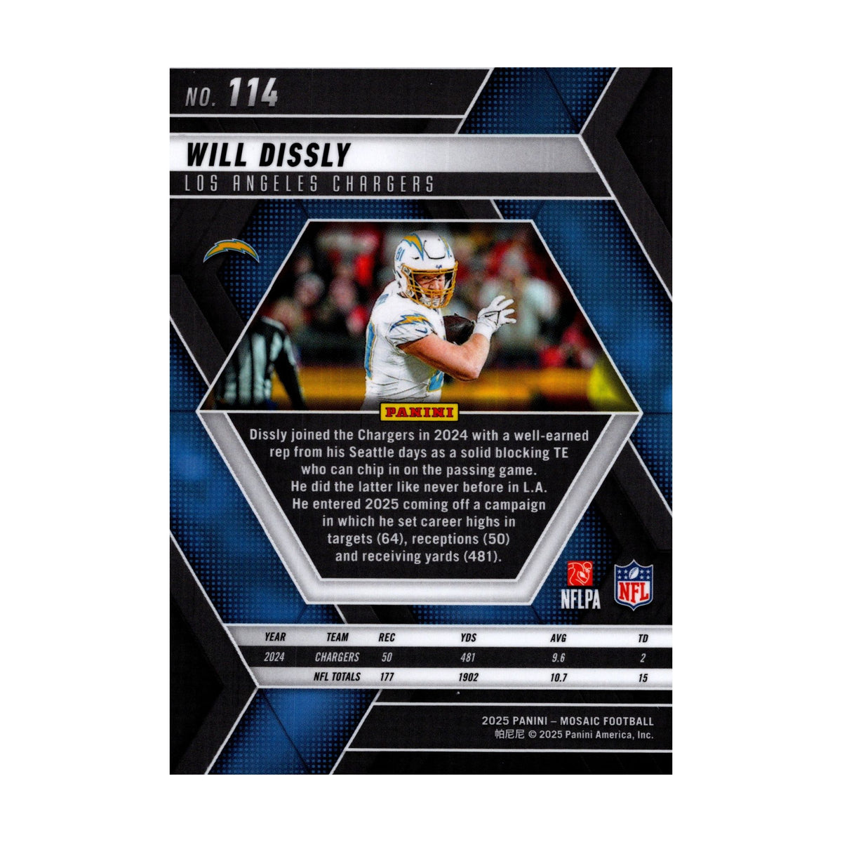 Will Dissly 2025 Mosaic #114 Los Angeles Chargers NFL Card - image 4