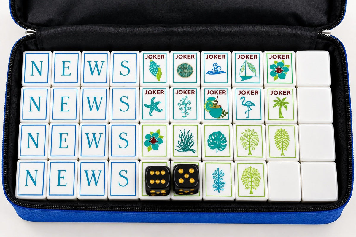 New American Mahjong Set 160 Tiles Heavy Premium Pearl Aqua Tiles Blue Case - image 2