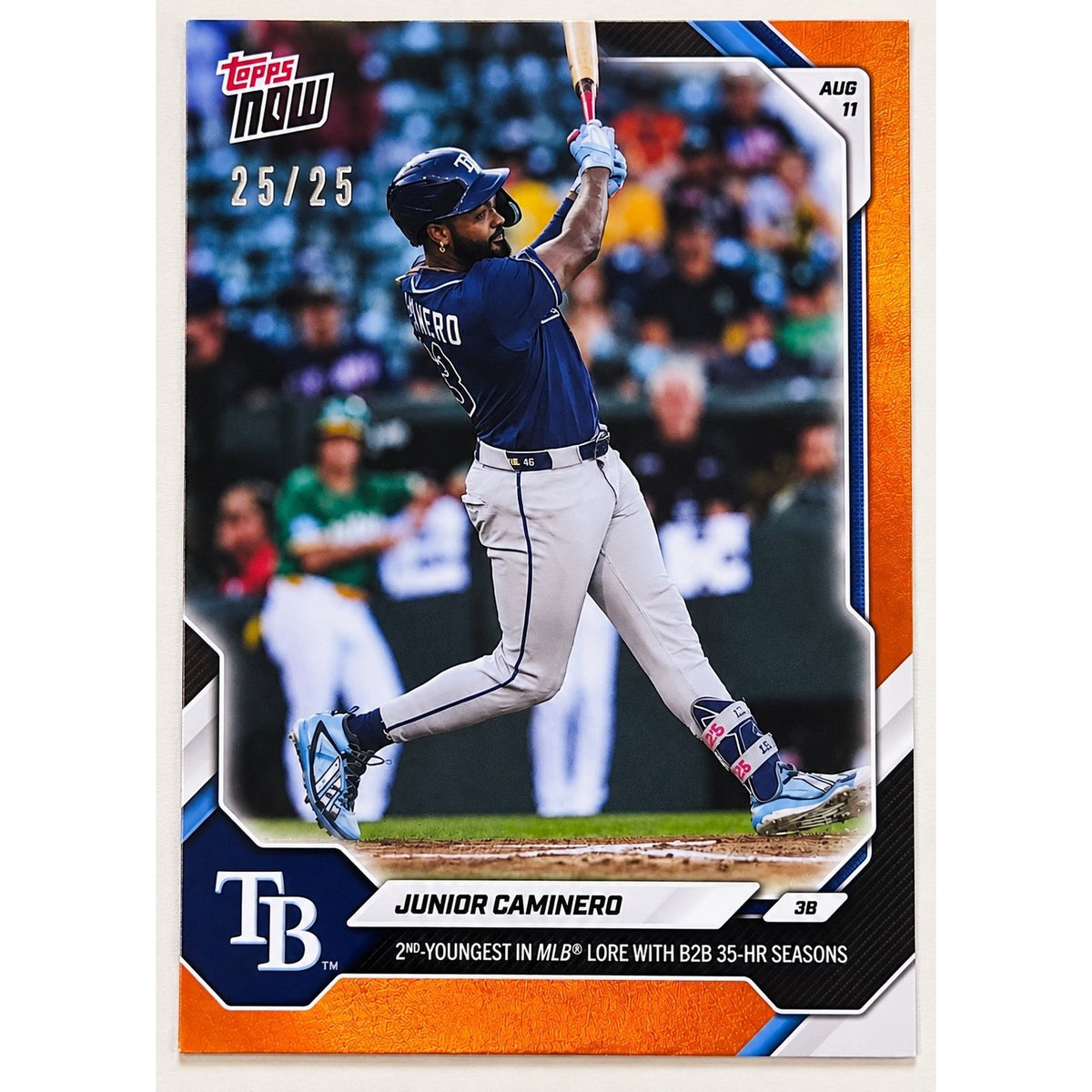 Junior Caminero /25 2026 Topps NOW #546 Orange PR 1174 MLB Tampa Bay Rays — original photo 1
